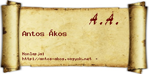 Antos Ákos névjegykártya